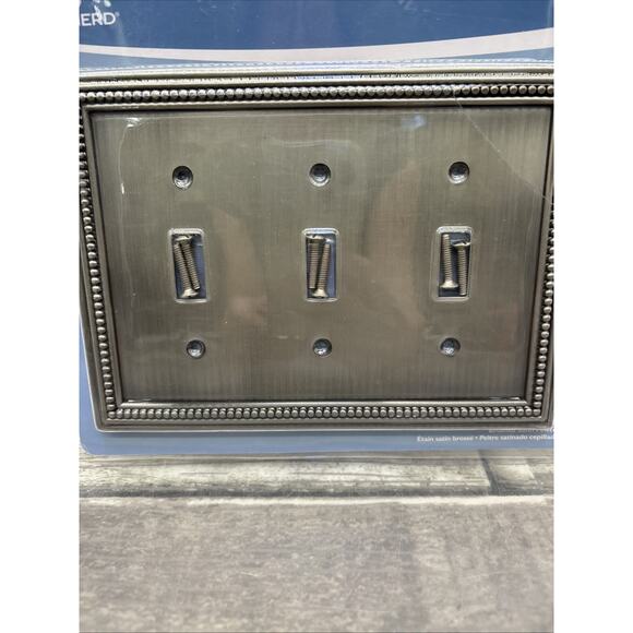 allen + roth Beaded 3-Gang Brushed Satin Pewter Triple Toggle Wall Plate {1} - Picture 5 of 8